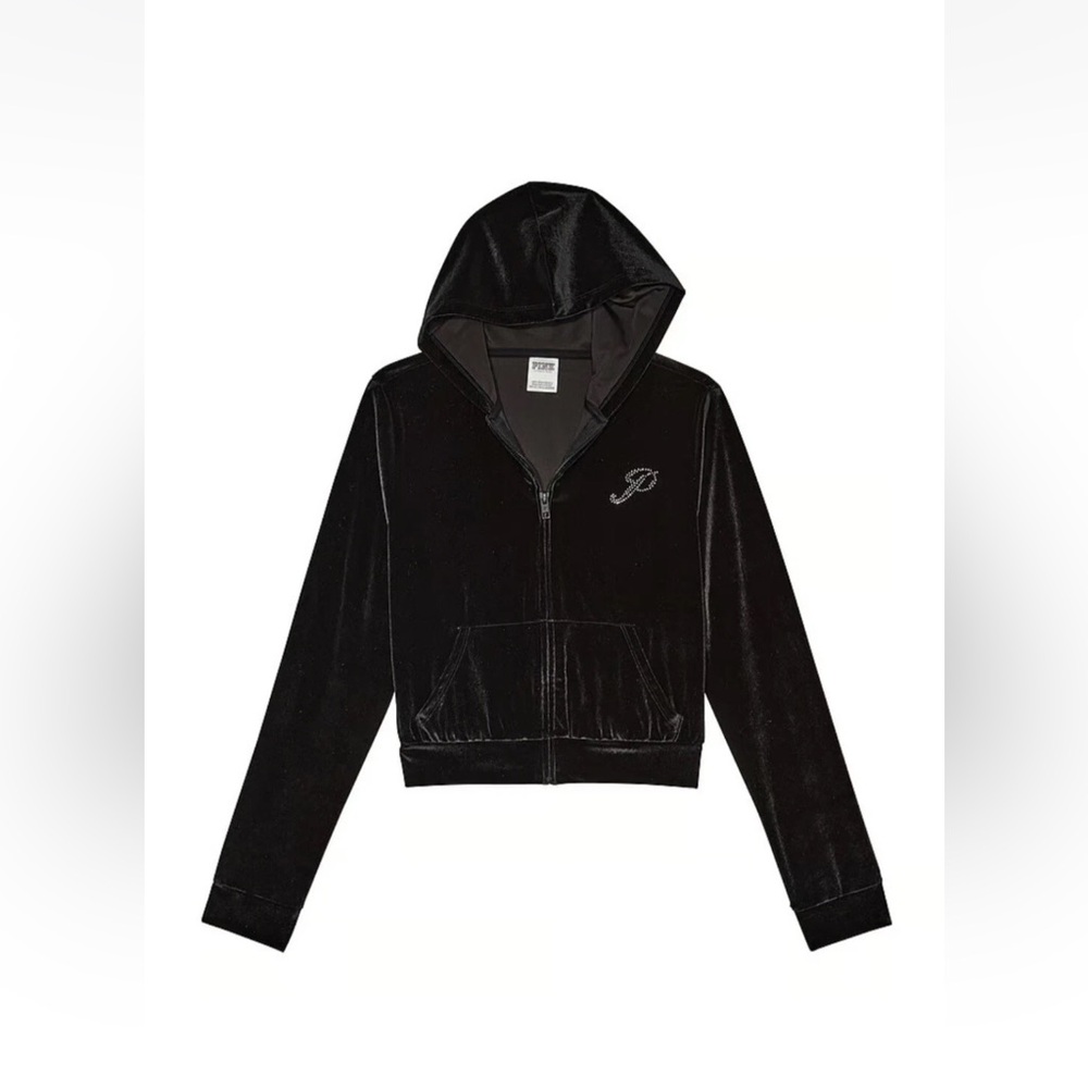($60 Retail)NWT PINK Victoria Secret Velour Shine Logo Full Zip XXL